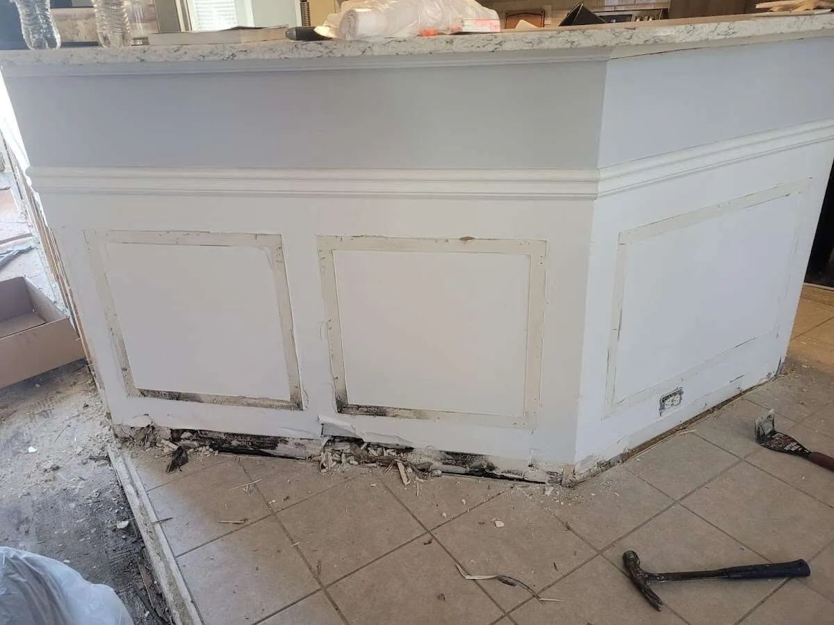 Water damage and mold on kitchen during Storm Damage Restoration in Carpinteria